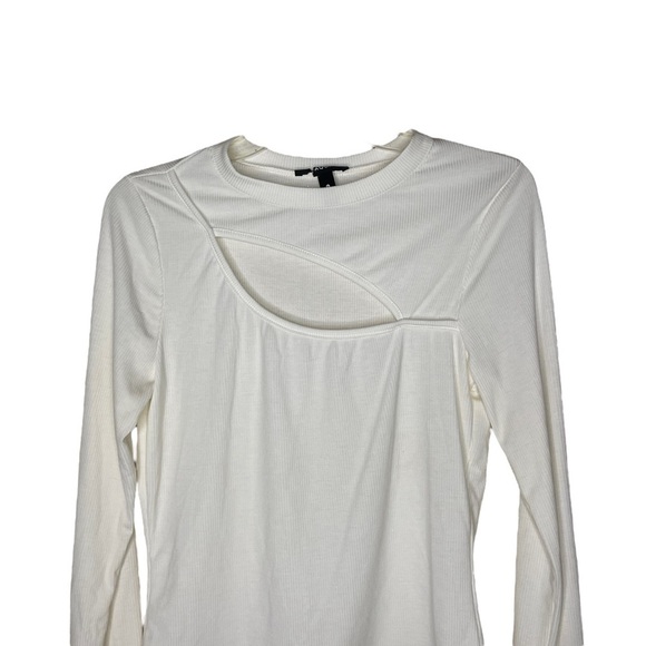 Aqua White Cut out Ribbed Long Sleeve Top Large - Picture 5 of 8